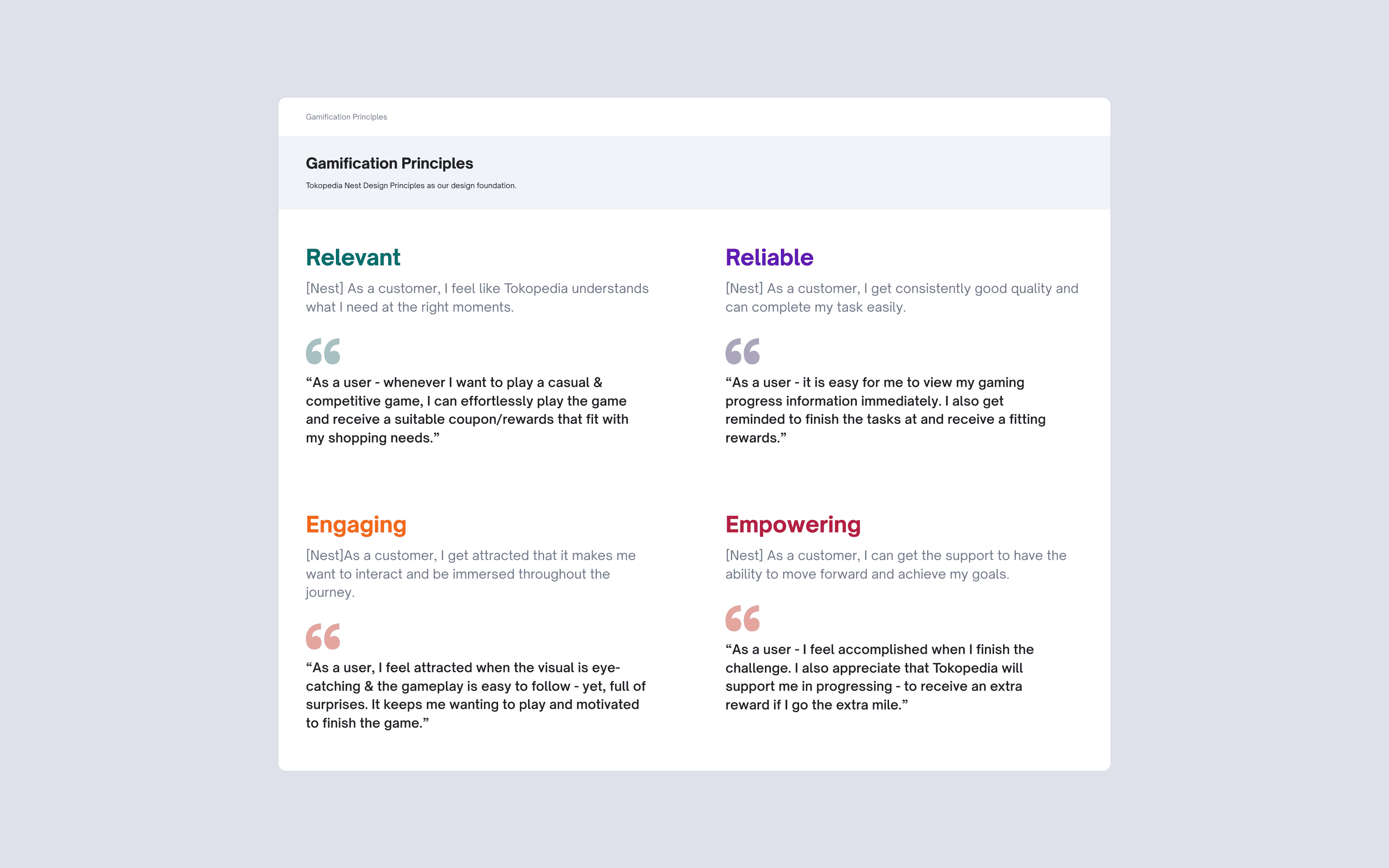The finished principles, each one citing its parent pillar before the localized version.