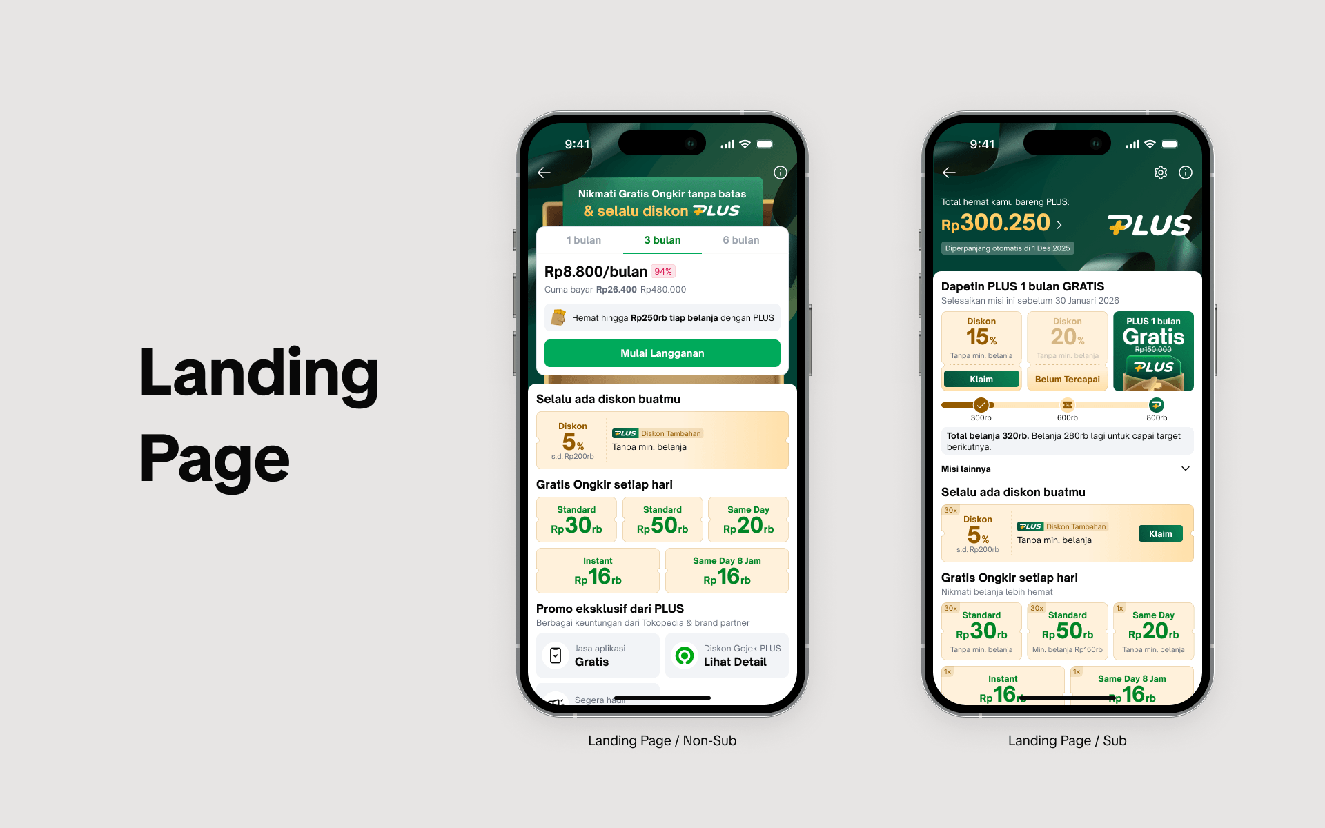 The landing page anchors PLUS: members track their savings and claim their coupons here, while non-members weigh the upgrade.