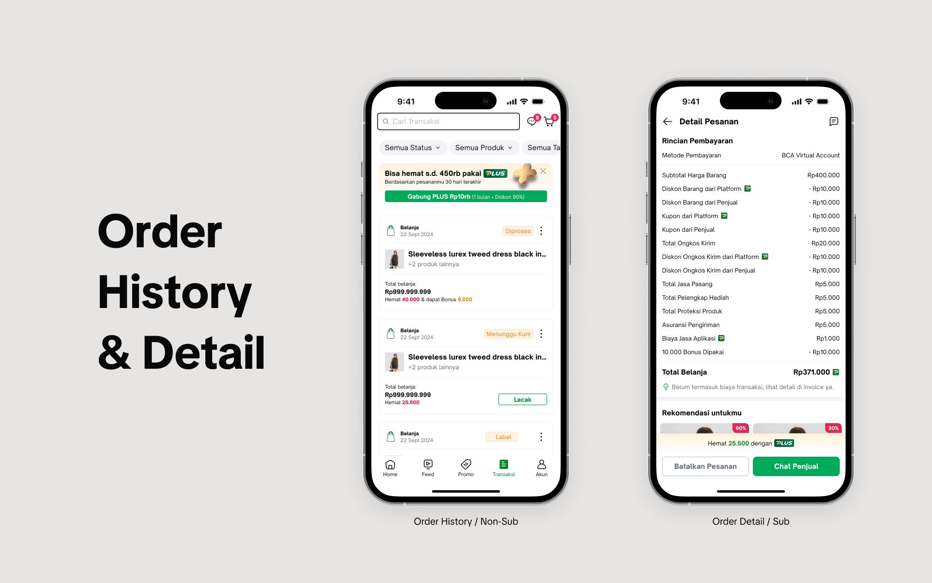 Order history quantifies what PLUS has saved, and shows non-members what they would have saved by joining.