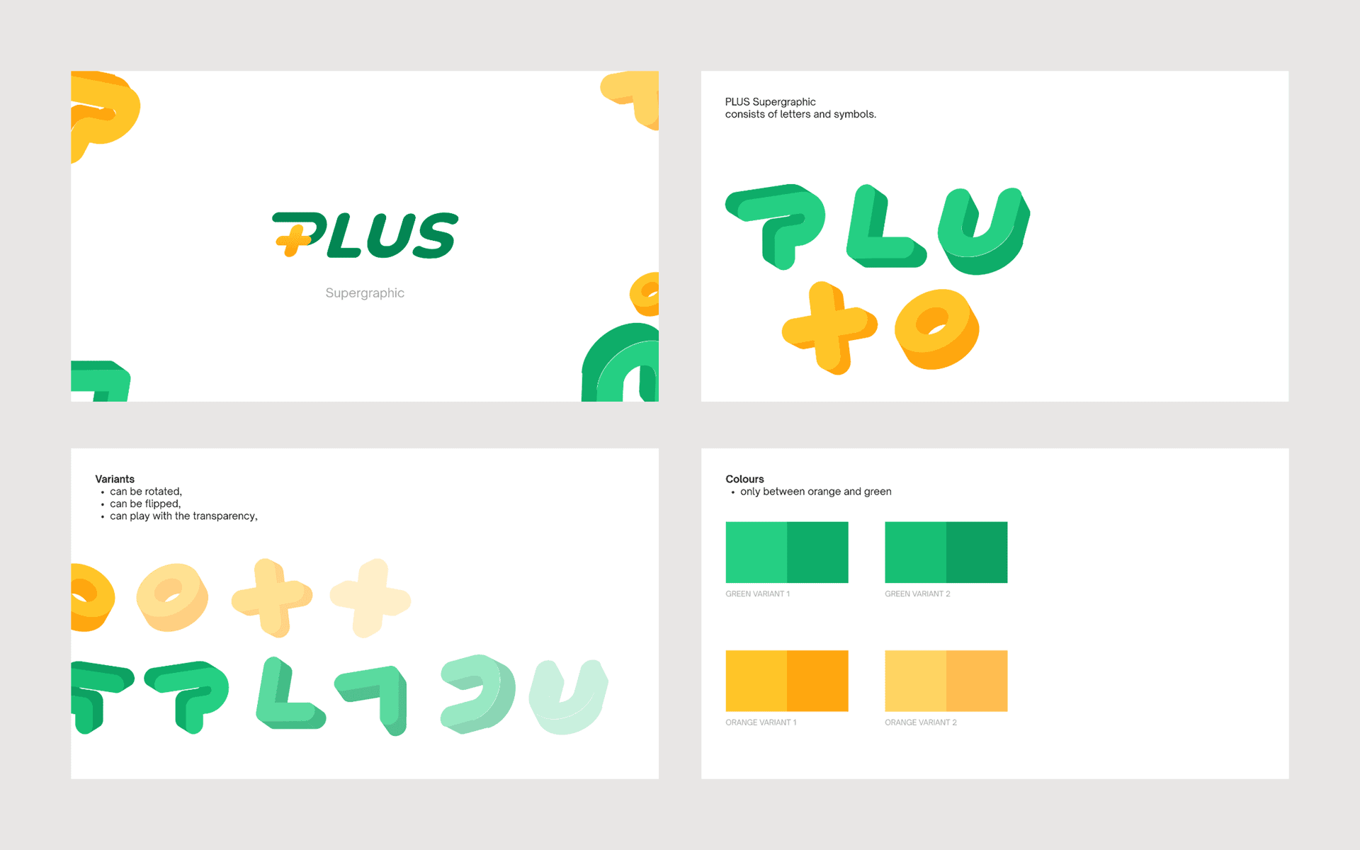 The old PLUS identity: a playful supergraphic in green and orange, closer to a discount badge than a membership tier.