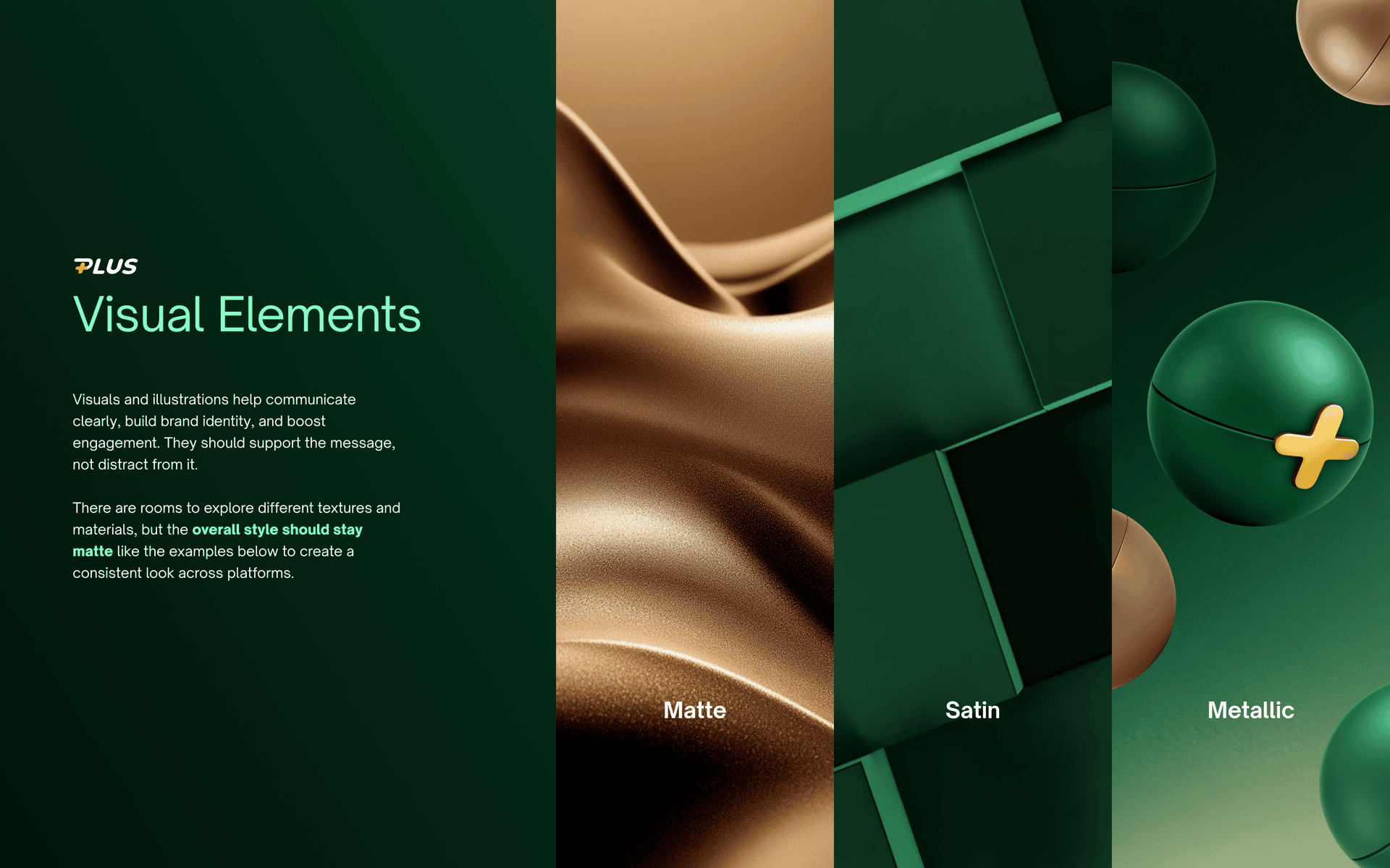 Material language kept deliberately consistent: matte, satin, metallic.